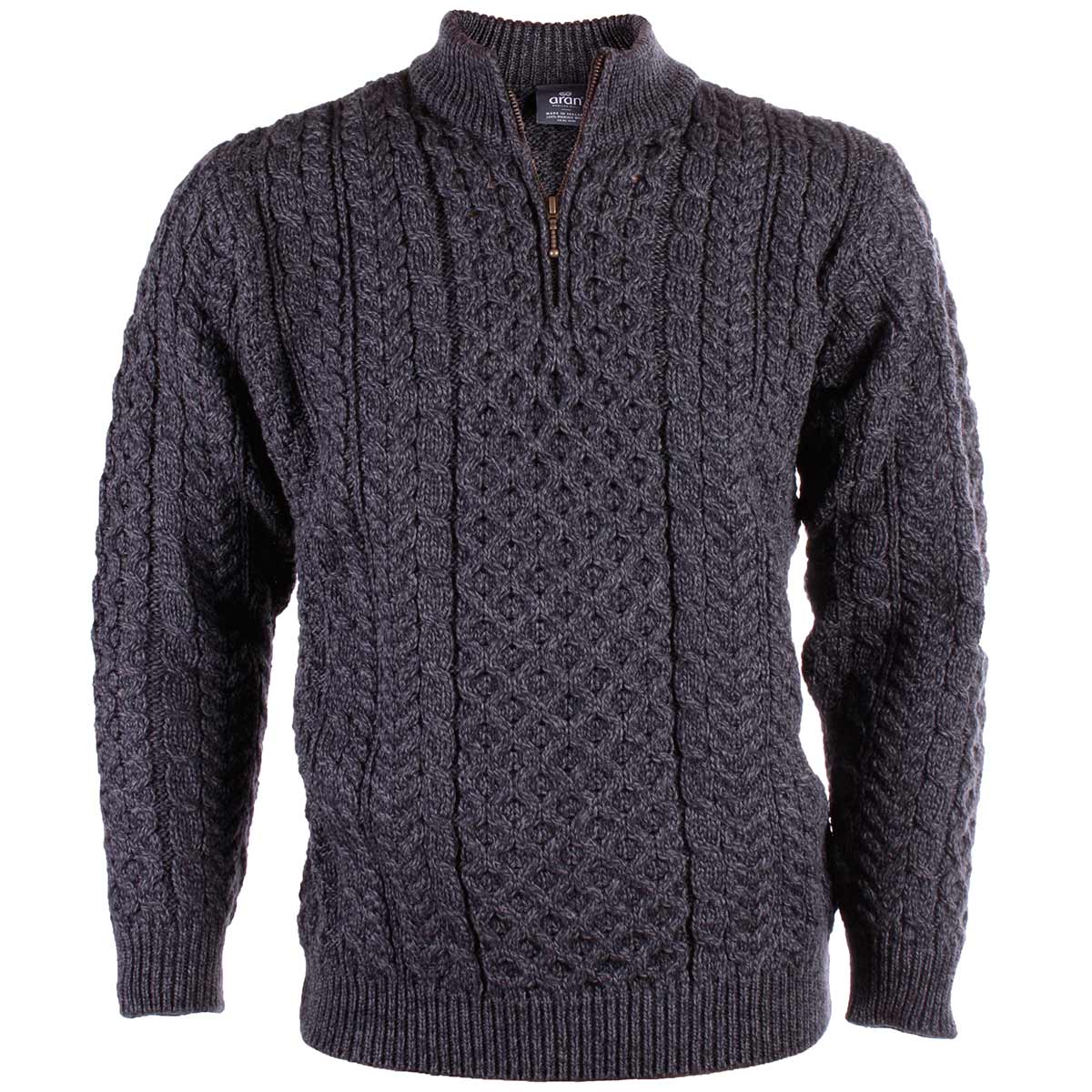 Ierse trui met rits Heren pullover trui grijs v hals alpaca wol apu kuntur | ARAÑA