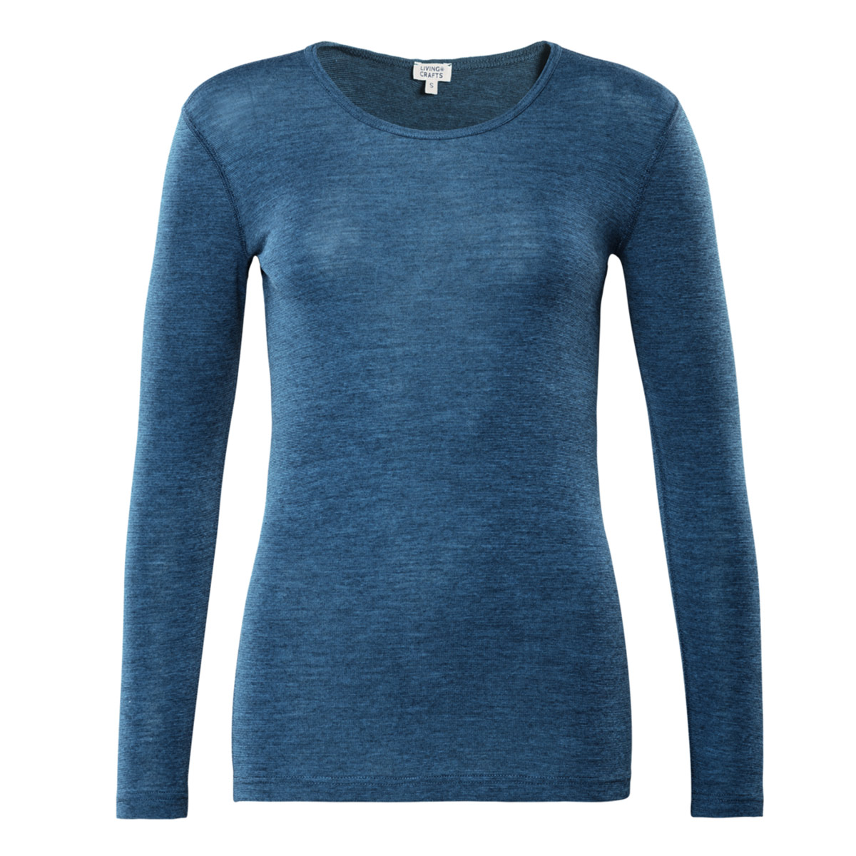 Blauw dames ondershirt van biologische wol en biokatoen