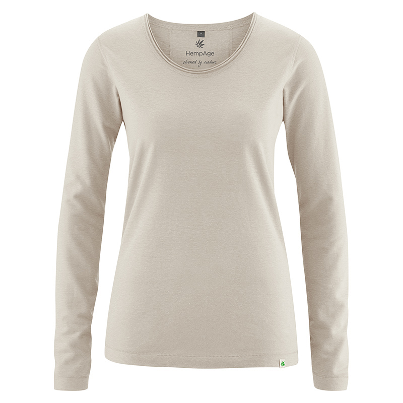 Beige damesshirt van hennep en biokatoen Ecotex - Main Image